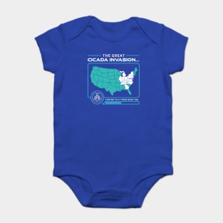 Cicada Invasion Coming to These States in US Map Fun design Baby Bodysuit